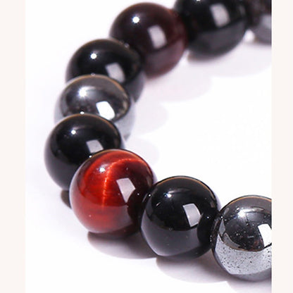 8mm Tiger Eye Obsidian Hematite Bracelet for Protection