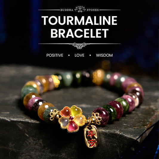Buddha Stones Tourmaline Jade Safe and Well Love Bracelet