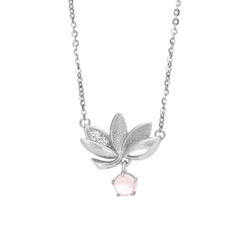 Buddha Stones 925 Sterling Silver Lotus Keep Away Evil Spirits Necklace Pendant