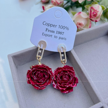 Real Flowers Patchwork Metal Accessories Trim Earrings(each One Is Unique)(17 Colors)