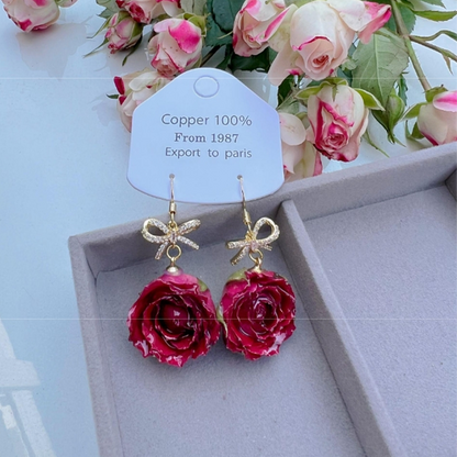 Real Flowers Patchwork Metal Accessories Trim Earrings(each One Is Unique)(17 Colors)