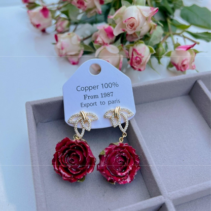 Real Flowers Patchwork Metal Accessories Trim Earrings(each One Is Unique)(17 Colors)