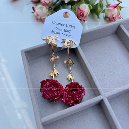 Real Flowers Patchwork Metal Accessories Trim Earrings(each One Is Unique)(17 Colors)