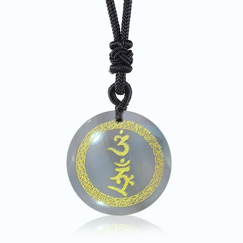 Buddha Stones Surrounding Protection Mantra Natural Various Crystal Black Obsidian Fulfilment Necklace Pendant
