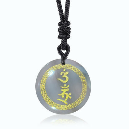Buddha Stones Surrounding Protection Mantra Natural Various Crystal Black Obsidian Fulfilment Necklace Pendant
