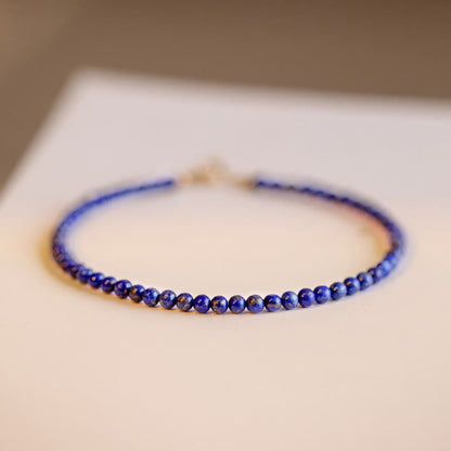 Buddha Stones Small Lazurite Lapis Lazuli Ultra-thin Beads Balance Bracelet