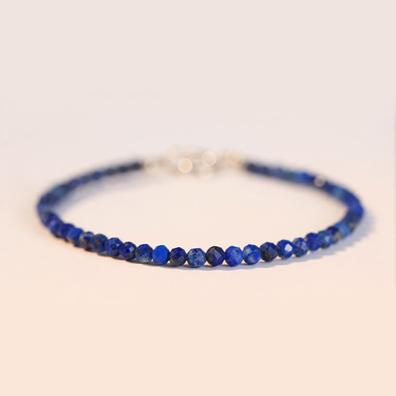 Buddha Stones Small Lazurite Lapis Lazuli Ultra-thin Beads Balance Bracelet