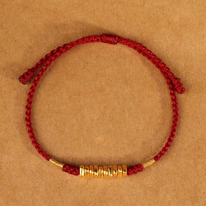 Buddha Stones 999 Gold Small Pieces String Protection Luck Ultra-thin Braided Bracelet