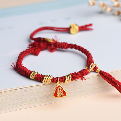 Buddha Stones Tibetan String Zakiram Goddess of Wealth Flower Tassel Protection Bracelet