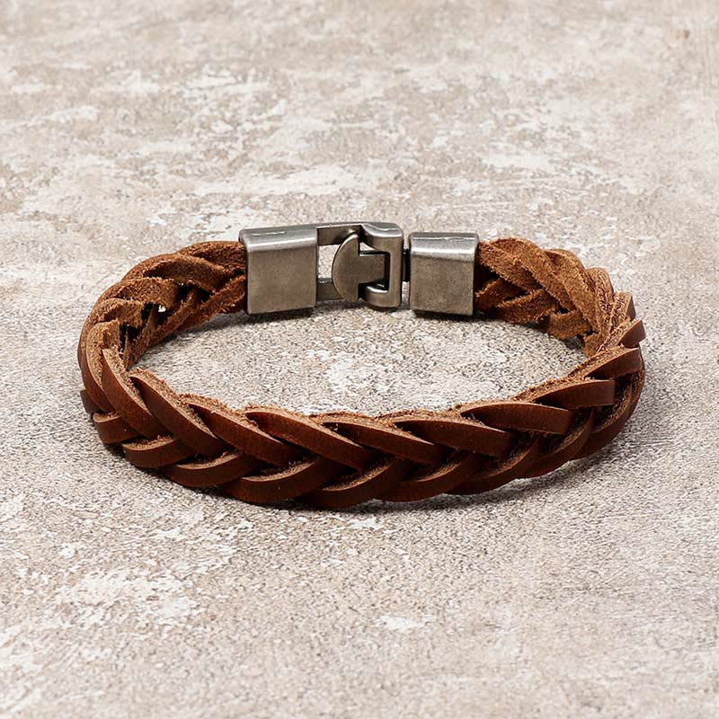 Buddha Stones Leather Braided Buckle Strength Bracelet