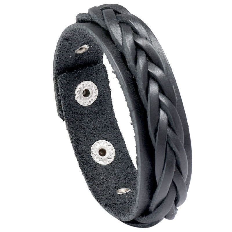 Buddha Stones Weaving Leather Adjustable Buckle Strengthen Bracelet
