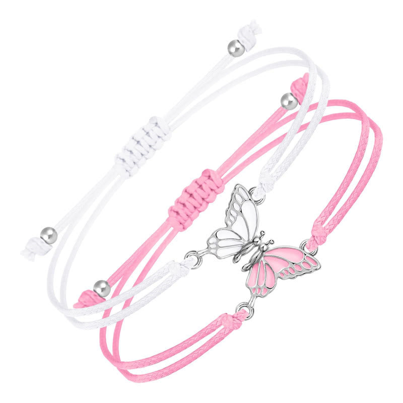 Buddha Stones 2pcs Handmade Braided Rope Butterfly Freedom Bracelet