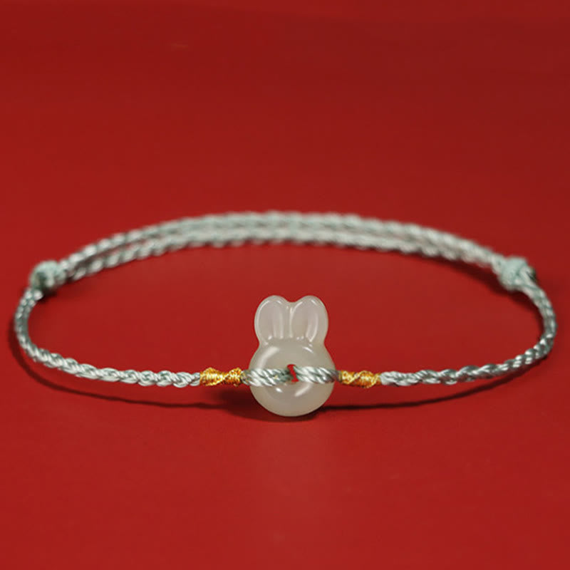 Buddha Stones Hetian Jade Rabbit String Luck Bracelet