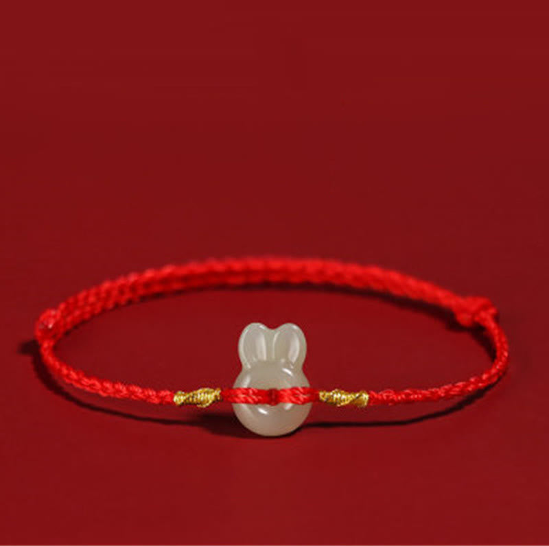 Buddha Stones Hetian Jade Rabbit String Luck Bracelet