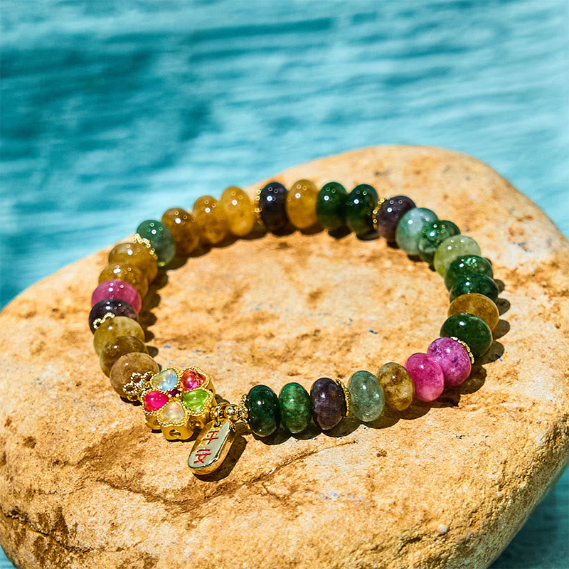 Buddha Stones Tourmaline Jade Safe and Well Love Bracelet