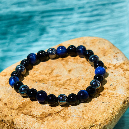 8mm Tiger Eye Obsidian Hematite Bracelet for Protection