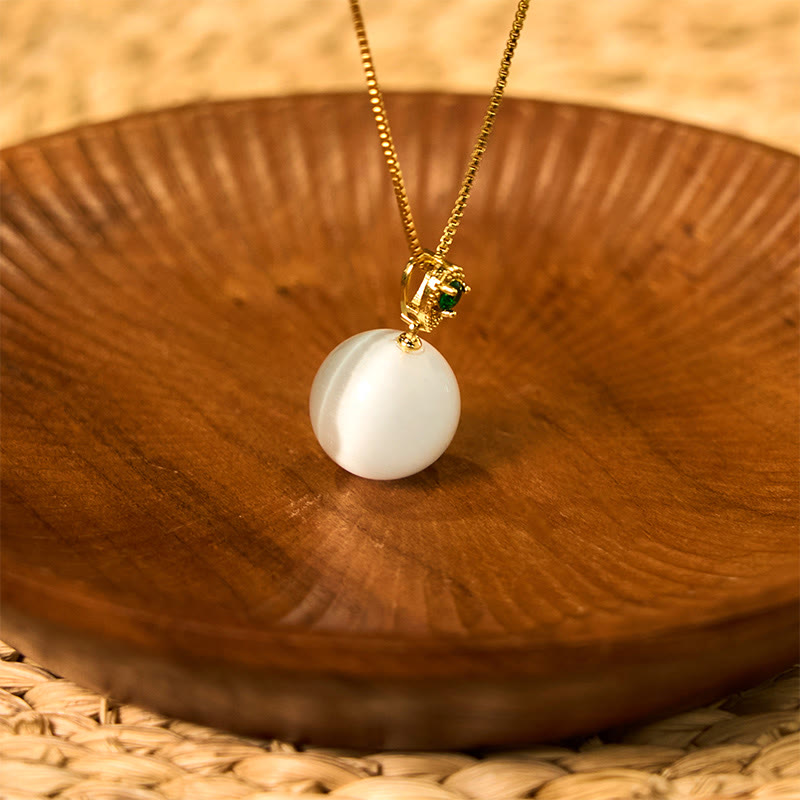 Buddha Stones Cat's Eye Round Ball Confidence Necklace Pendant