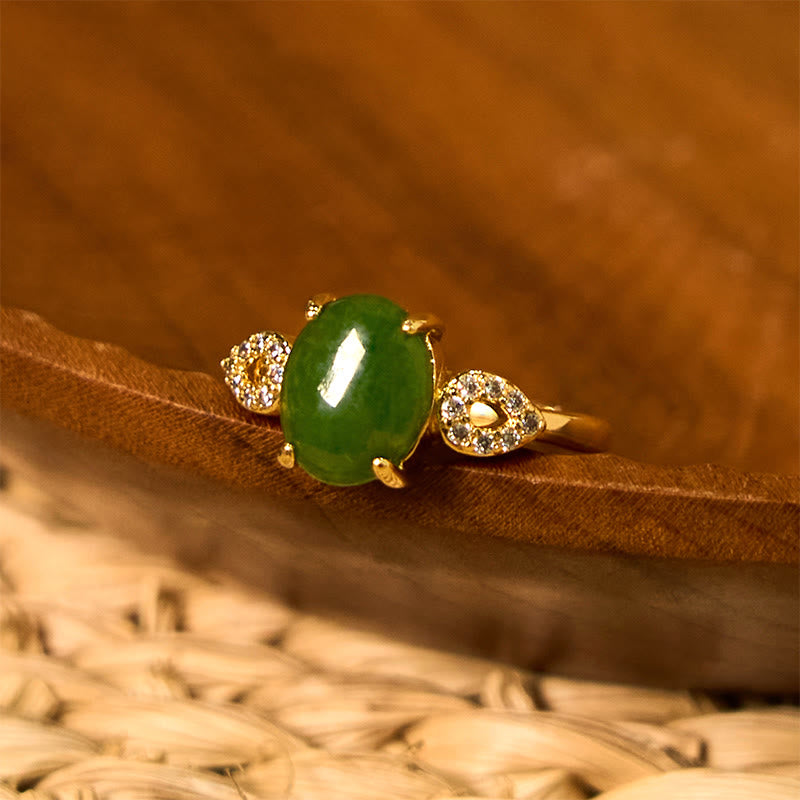 Buddha Stones Natural Jade Adjustable Buckle Prosperity Ring