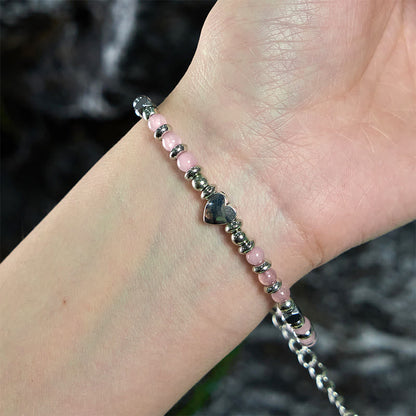 Buddha Stones Natural Stone Amazonite Amethyst Lazurite Lapis Lazuli Rose Quartz Heart Positive Balance Bracelet