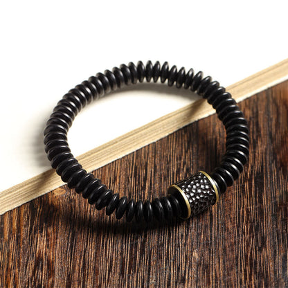 Buddha Stones Tibetan Coconut Shell Auspicious Clouds Positive Bracelet