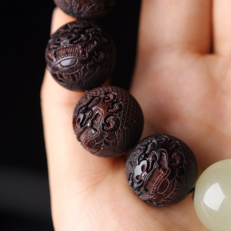Buddha Stones Tibetan Rosewood Engraving Pixiu Warmth Bracelet