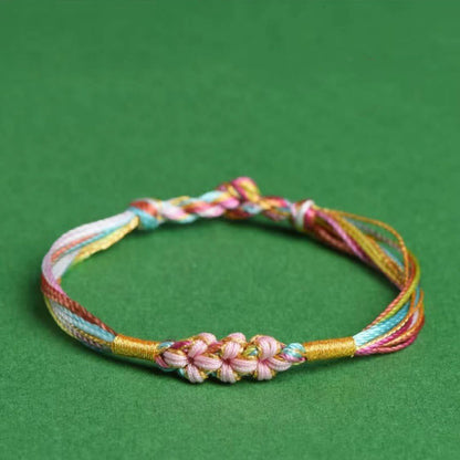 Buddha Stones Colorful Rope Peach Blossom Knot Zongzi Braided Bracelet