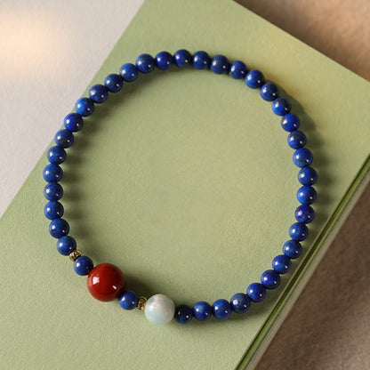 Buddha Stones Small Lazurite Lapis Lazuli Agate Ultra-thin Beads Positive Bracelet