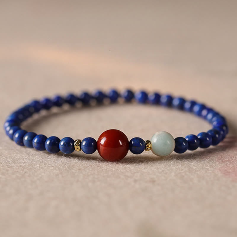Buddha Stones Small Lazurite Lapis Lazuli Agate Ultra-thin Beads Positive Bracelet