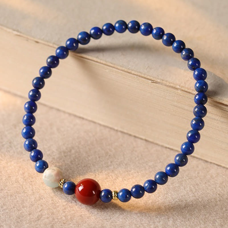 Buddha Stones Small Lazurite Lapis Lazuli Agate Ultra-thin Beads Positive Bracelet