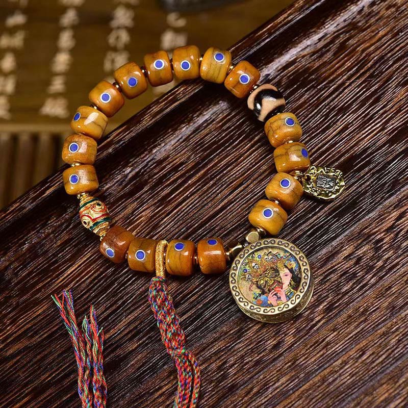 Buddha Stones Tibetan Bone Beads Braided Rope Positive Balance Bracelet