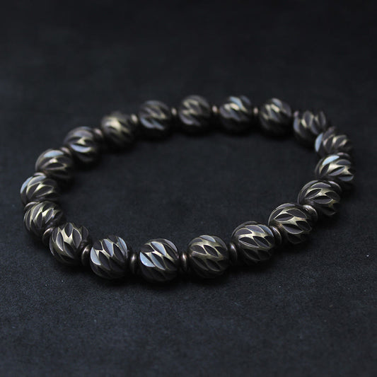 Retro Copper Wealth Bracelet | Carved Pattern