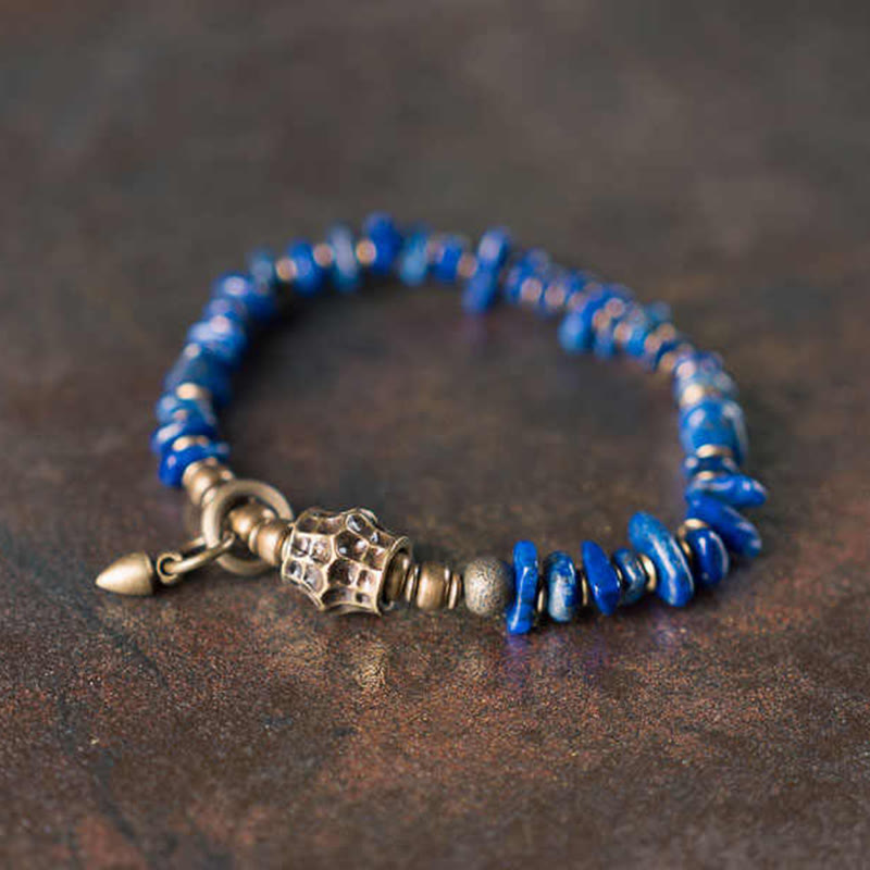 Buddha Stones Irregular Shape Design Lazurite Lapis Lazuli Positive Bracelet