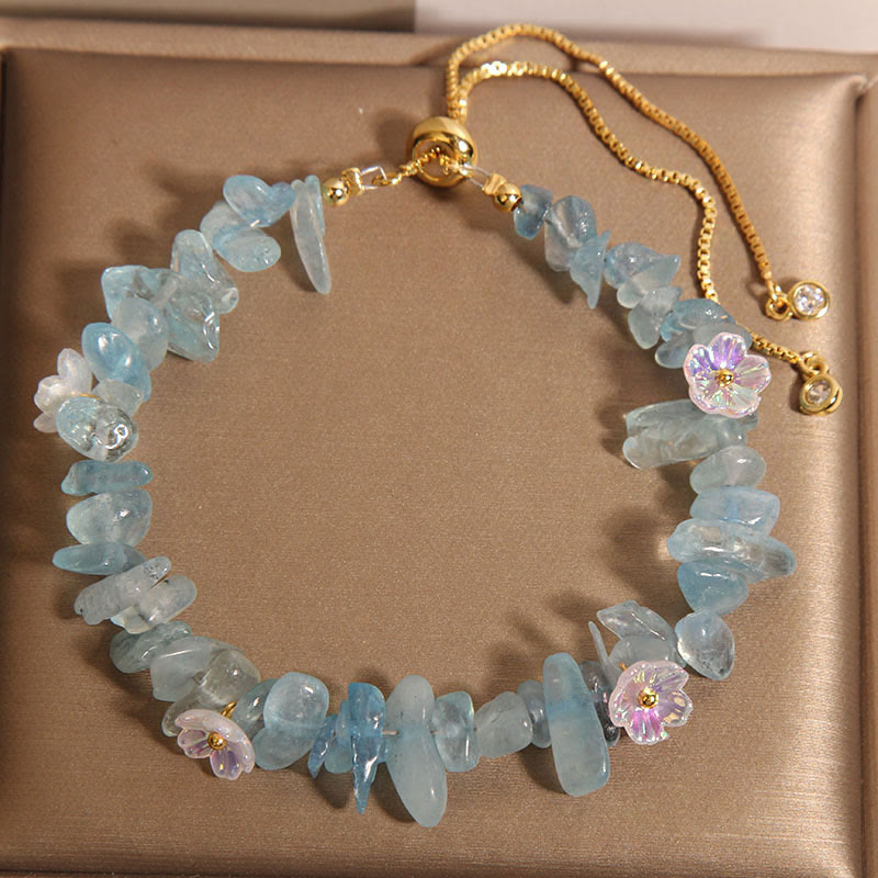 Mixed Crystal Protection Bracelet With Clear Quartz & Blue Crystals