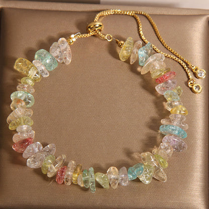 Mixed Crystal Protection Bracelet With Clear Quartz & Blue Crystals