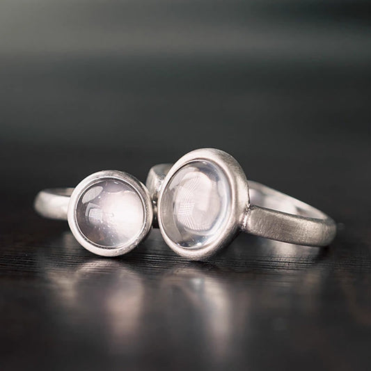 Buddha Stones Natural 925 Sterling Silver Pink Crystal Adjustable Warmth Ring