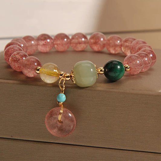 8mm Strawberry Quartz Peace Buckle Spiritual Bracelet