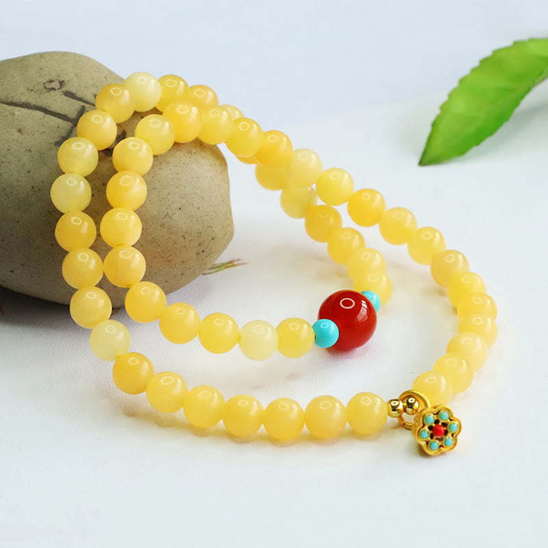 Buddha Stones Topaz Red Agate Bead Fortune Bracelet