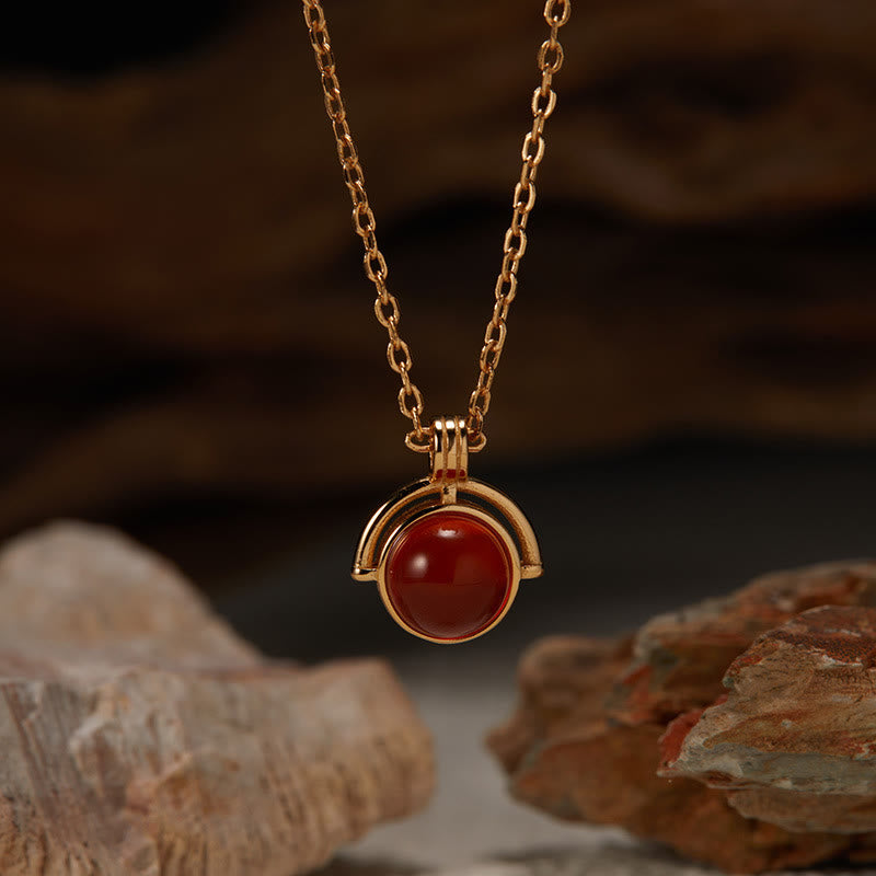 Buddha Stones Red Agate Tiger Eye Aquamarine Moonstone 925 Sterling Silver Confidence Necklace Pendant