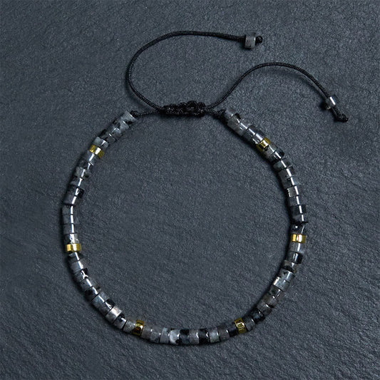 Black Glitter Stone Courage Bracelet for Spiritual Protection