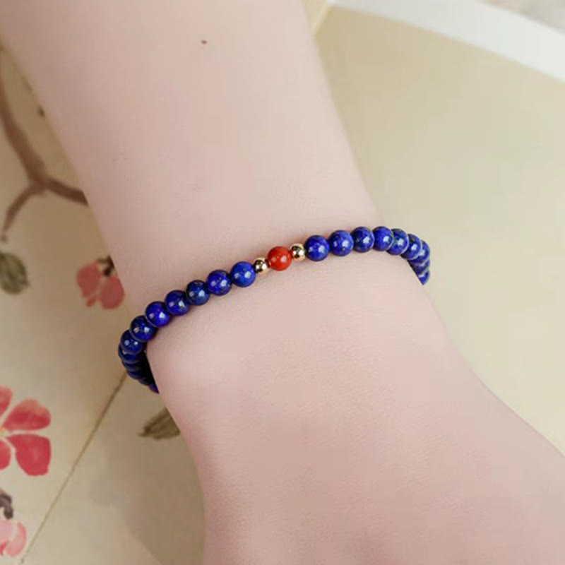 Buddha Stones Small Lazurite Lapis Lazuli Cinnabar Ultra-thin Beads Positive Bracelet
