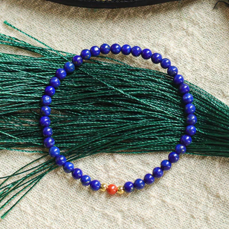 Buddha Stones Small Lazurite Lapis Lazuli Cinnabar Ultra-thin Beads Positive Bracelet