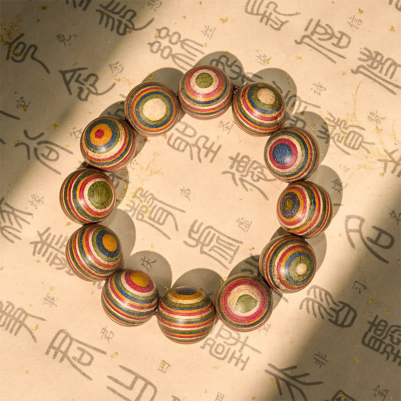 Buddha Stones Colorful Rainbow Eucalyptus Balance Bracelet