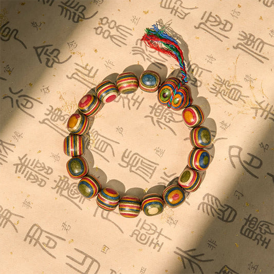 Buddha Stones Colorful Rainbow Eucalyptus Gourd Positive Bracelet
