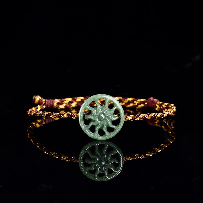 Buddha Stones Jade Sun Braided Rope Abundance Bracelet