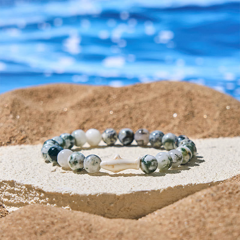 Buddha Stones Natural Agate Stone Shark Wisdom Bracelet