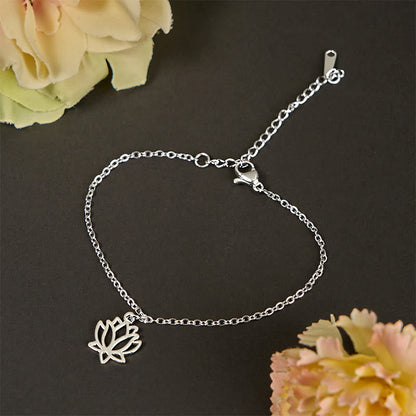 Buddha Stones Lotus Pattern Titanium Steel Enlightenment Bracelet