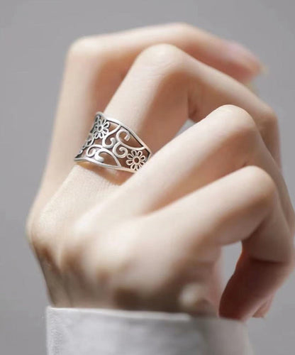 Silk Sterling Silver Hollow Out Rings