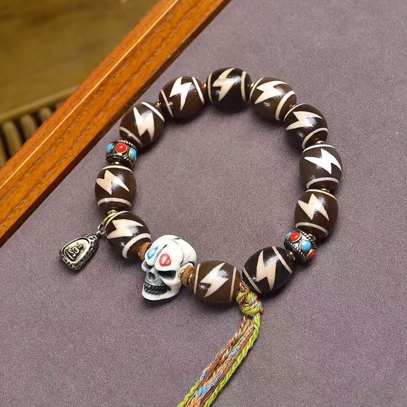 Buddha Stones Tibetan Lightning Treasure Vase Dzi Bead the Lord of the Corpse Forest Power Bracelet