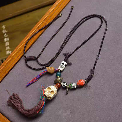 Buddha Stones Tibetan Skull the Lord of the Corpse Forest Keep Away Evil Spirits Necklace Pendant