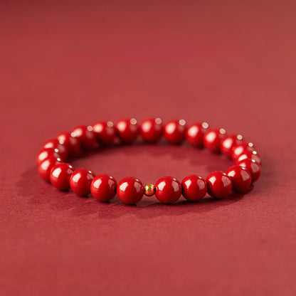 Buddha Stones 925 Sterling Silver Cinnabar Beads Blessing Bracelet